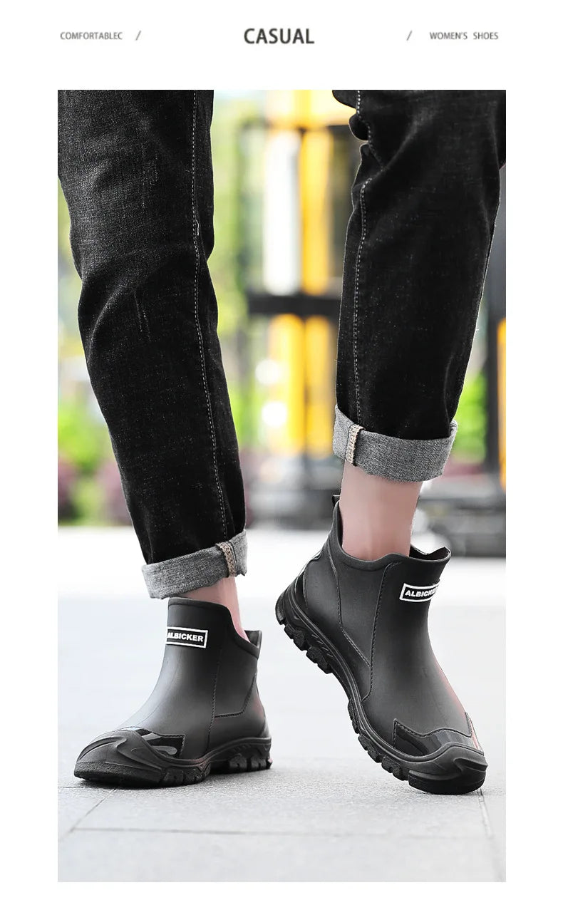Men’s Waterproof Wear-Resistant Rubber Short Boots